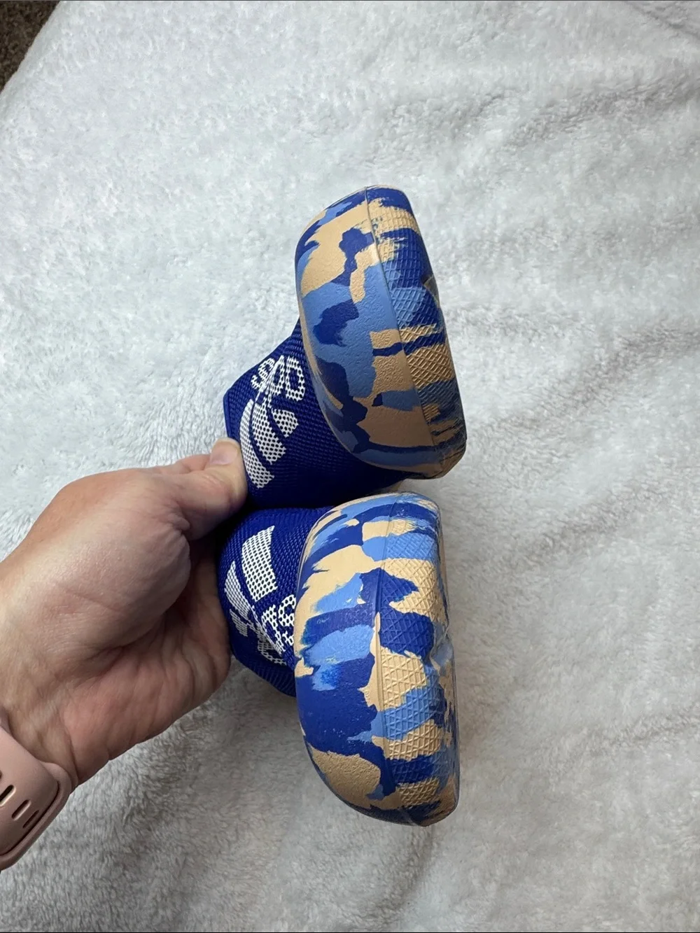 adidas Kids Royal Blue Slip-On Water Shoes with Camouflage Toe